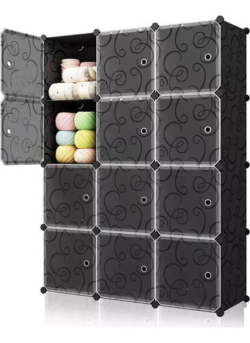 Clóset Organizador Modular Armario 12 Cubos Plástico Ropa Practiksa Color Negro
