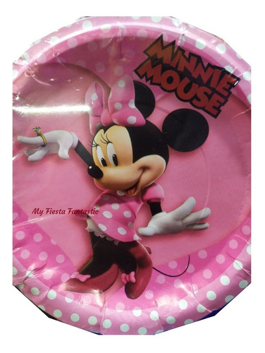 Mimi Mouse Minnie Rosa Pink Paq 30 Platos Pasteleros 18 Cms