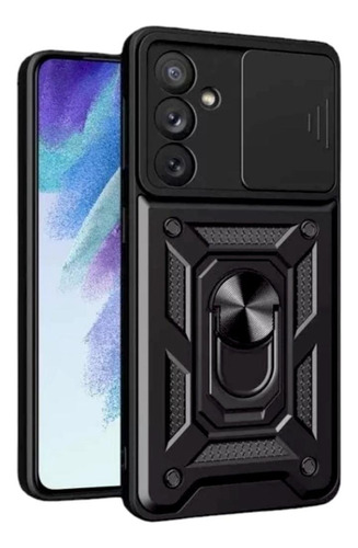 Funda Reforzada Con Cubre Cámara Y Anillo Samsung A14 Negro