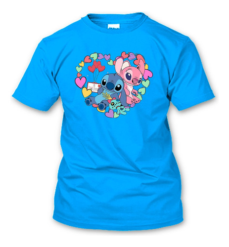 Playera San Valentin Stitch Y Angela Parejas Novios Amor