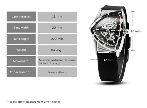 Reloj Esqueleto Automático Triangular For Hombre Winner