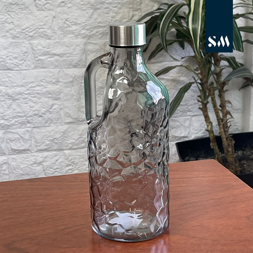 Botella De Vidrio Redonda Con Tapa De Metal De 1 Litro