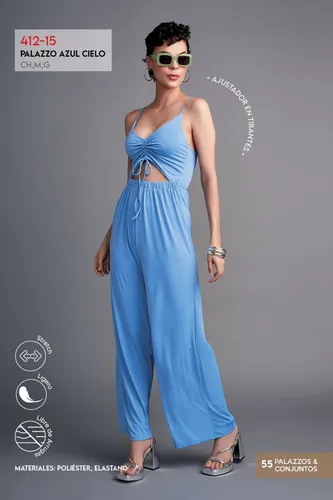 Palazzo Azul Dama Jumpsuit Sin Manga Devendi Denim Co. 569