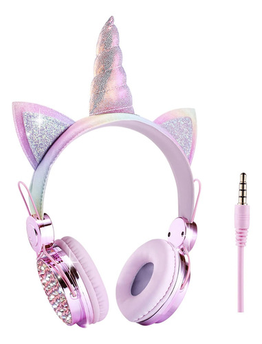 Koraba Unicorn Auriculares Niños Con Micrófono, Con Cable