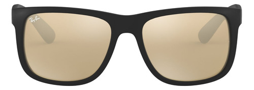 Anteojos de sol Ray-Ban Justin Color Mix Standard con marco de nailon color matte black, lente gold de cristal espejada, varilla matte black de nailon - RB4165