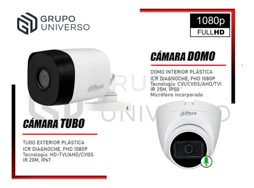 Cámaras Seguridad Dahua Kit 4 Full Hd 02 Cámaras Audio 1tb