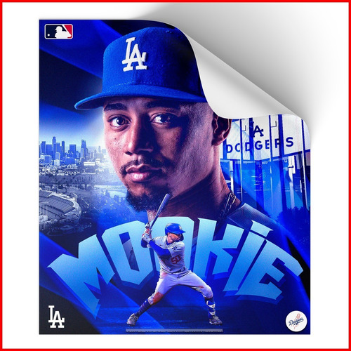 Poster Adherible Béisbol Mlb Dodgers Mookie Betts - 52x42cm