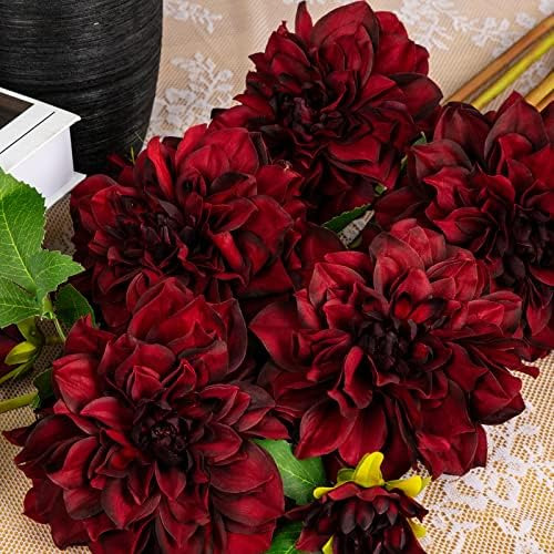 Dalia Artificial 24 Flores De Seda De Tallo Largo Falso, 5 P