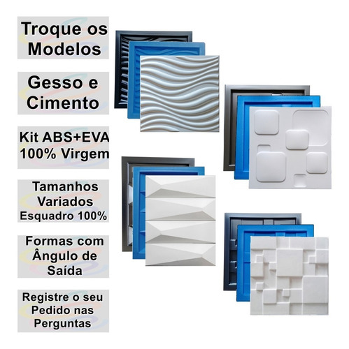 Formas Moldes De Gesso 3d Cimento Abs Virgem Fdg Placas Kit