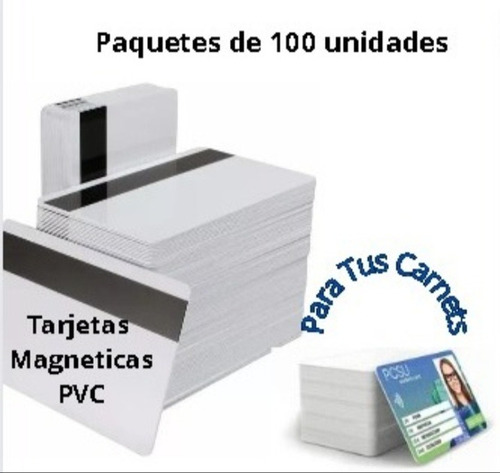 Tarjetas Plásticas Carnet Pvc Blanca Banda Magnetica 100 Uni