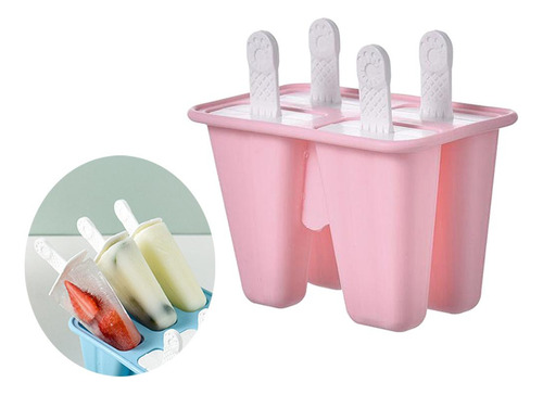 Moldes De Silicona Para Helado, Barra De Jugo, 4 Celdas Rosa
