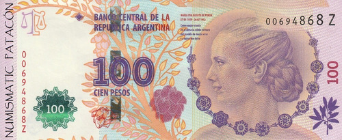 Billete 100 Pesos Evita Eva Peron Serie Z - Muy Bueno 4332