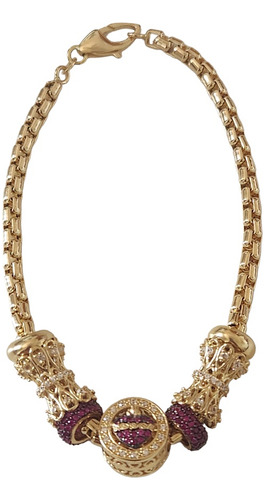 Pulseira Fio Milano Com Berloques Em Ouro 18k Amarelo