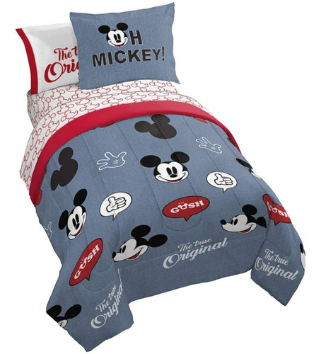 Mickey Mouse Parches De 5 Piezas Cama Conjunto Gemelo O...