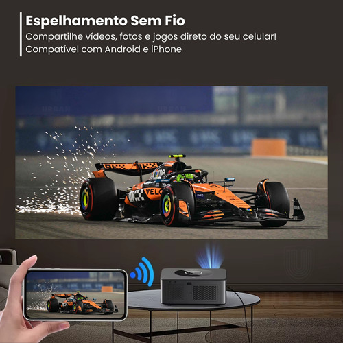 Projetor Android Full Hd 4k Até 300 Pol Com Wifi Bluetooth Usb Hdmi