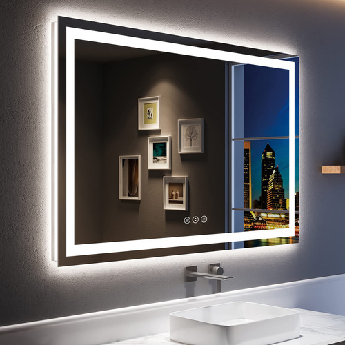 Espejo De Baño Led De 55 X 36 Pulgadas Con Luces Delanteras