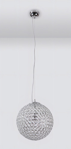 Lustre Pendente Bola Cristal Globo Cromado - 30cm - 1xe27