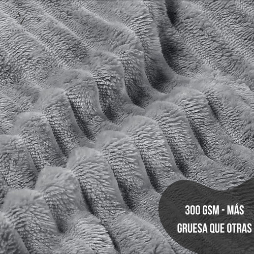 Frazada Manta Piecera 130 X 150 Cm Termica Sherpa Polar Az Rayas Gris Oscuro
