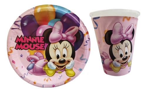 Paquete Fiesta Cumple Vaso Plato Mimi Mouse Bebe 50 Niñas 