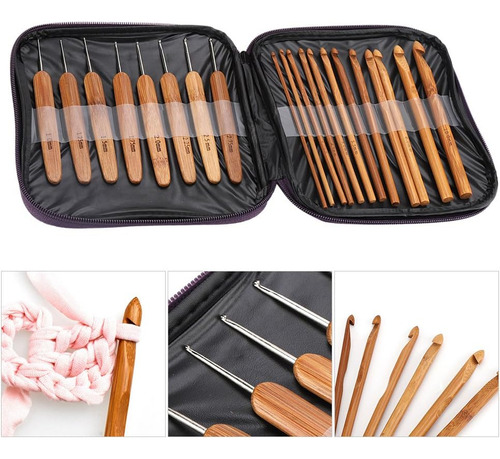 Kit De Ganchos De Ganchillo, 20 Ganchillo, Mango De Bambú,