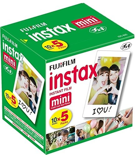 Fujifilm - Mini Película Instantánea Instax, Paquete De 10 Hojas × 5 (50 Tomas En Total)