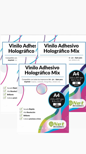 60hj Vinilo Adhesivo Holográfico Mod. Mix Impri Envio Gratis