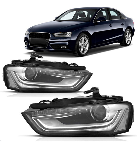 Par Farol Dianteiro Para Audi A4 2013 A 2016 Elétrico C/ Led