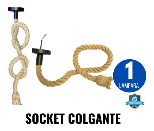 Lampara Socket Vintage Techo Con Cable Textil 90 Cms E27