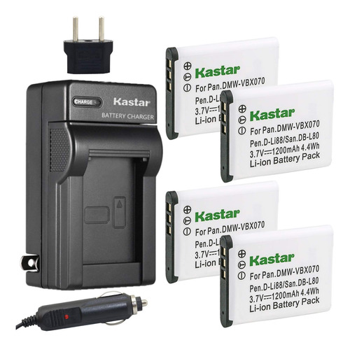 Kit Bateria Vw-vbx070  4-pack Cargador Para Pentax D-li88