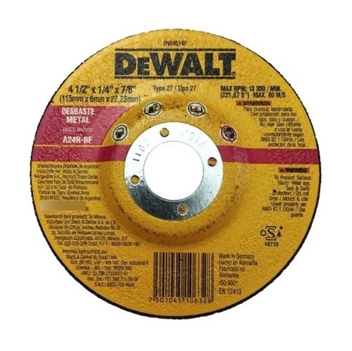 Disco Rápido Para Desbaste De Metal Tipo 27 Dewalt Dw4514f