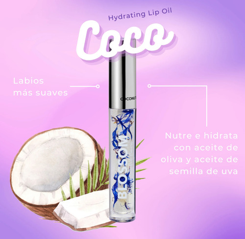 Brillo Labial Hidratante Blossom No Pegajoso Vegano 5.9ml Color Coconut