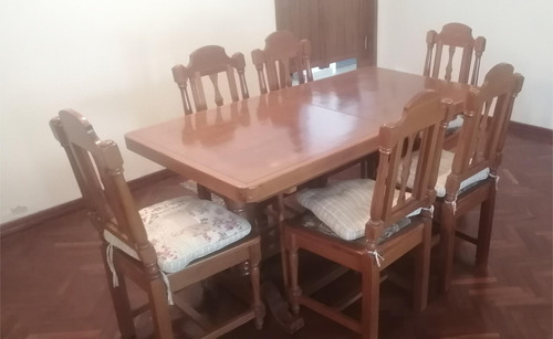 Mesa Extensible Con 6 Sillas Madera Impecable Estado!