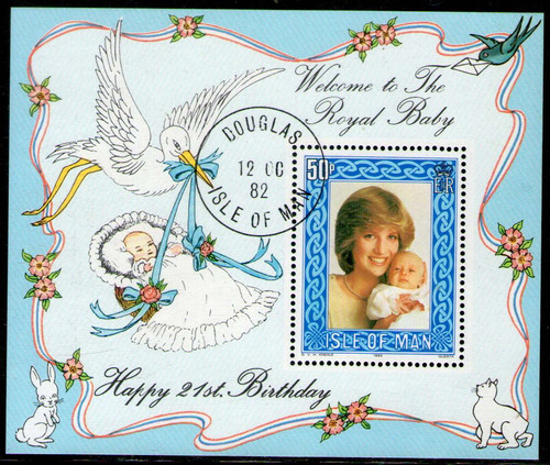 Reino Unido - Isla De Man Bloc Usado 21° Lady Di Año 1982