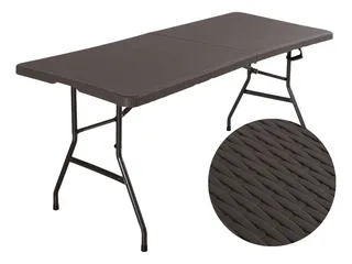 Mesa Plegable De Plástico Jardín ITEM 72 acero y plástico color café