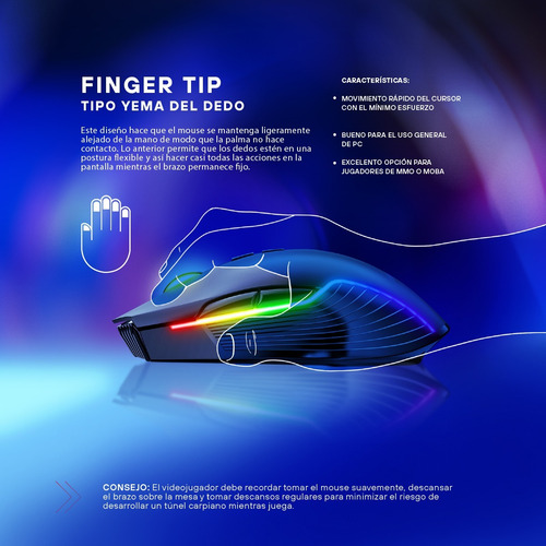 Mouse Gamer Inalambrico Recargable Rgb Rush