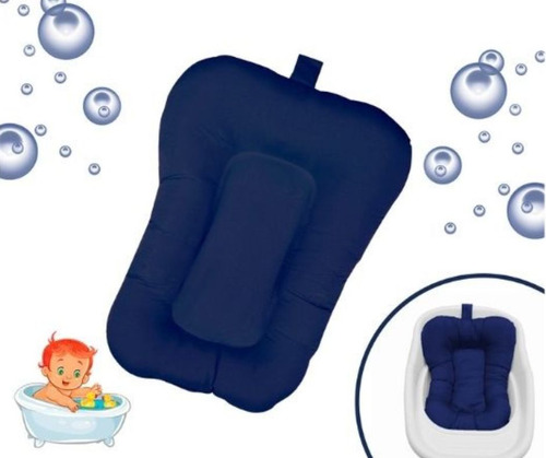 Almofada De Apoio Macia Para Banho Do Bebê Universal  Top Cor Azul-marinho Liso
