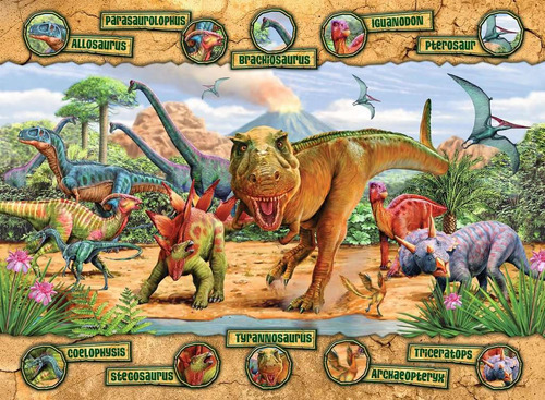 Ravensburger Rompecabezas: Dinosaurios Kids Xxl 100 Piezas