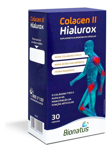 Colagen Ii Hialurox Com 30 Cápsulas Sem Sabor