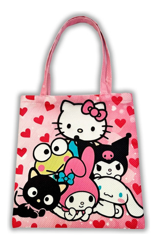 Bolso De Yute Tote Doble Cara Friends Hello Kitty 35x37 Cm Rosa Friends Hello Kitty