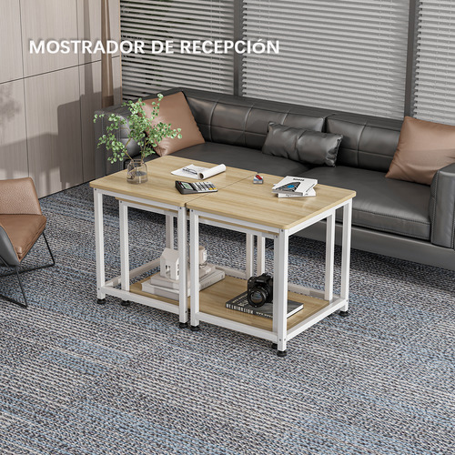 Mesa De Centro 2 Estantes Minimalista Mesa Lateral De Metal