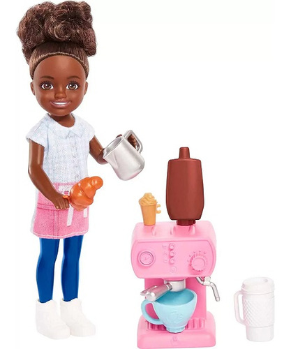 Boneca Barbie Chelsea Profissoes Barista Negra Mattel Gtn86