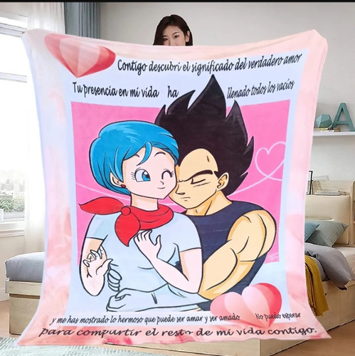 Hermosa Manta Bulma Y Vegeta Love 