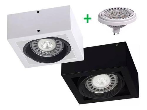Imagen 1 de 9 de Aplique Plafon Box Led 1 Luz Lampara Ar111 Cardanico 12w