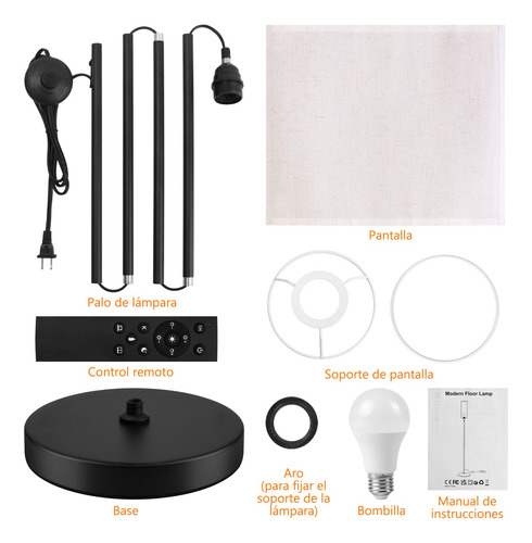 Lampara De Piso Moderna Led 3 Temperaturas Color Ajustable