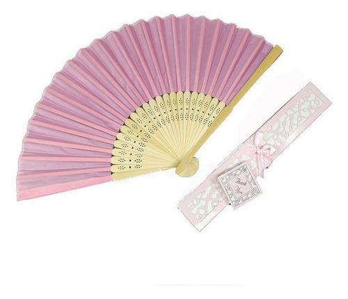 15 piezas de tela blanca de bambú para bodas y bautizos de Fans y caja rosa