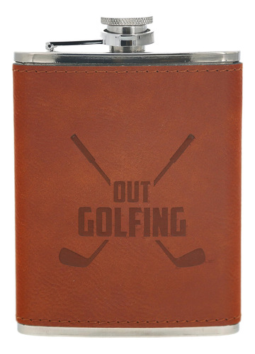 Pavilion - Out Golfing - Petaca De Acero Inoxidable De 8 Oz,