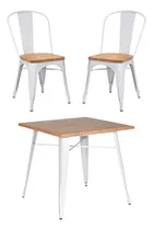 Comprar Juego De Comedor Tolix Mesa 70x70 + 2 Sillas Tolix C\u002Fmadera