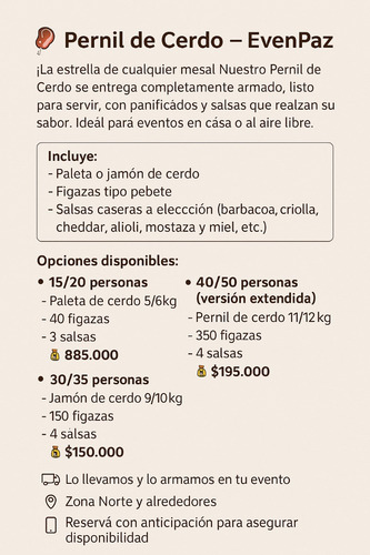 Pernil De Cerdo + Figazas + Salsas