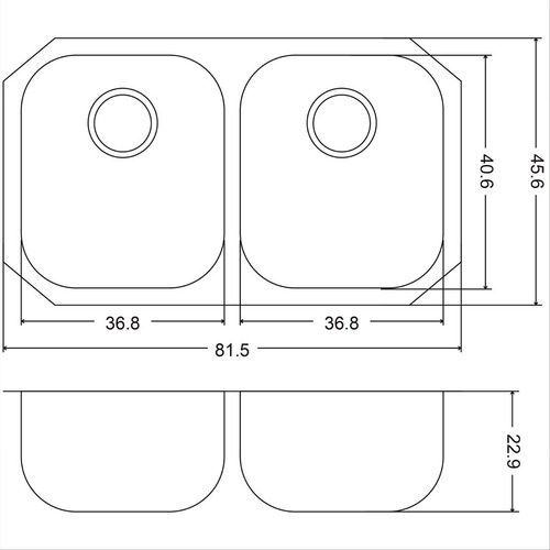 Imagen 6 de 10 de Fregadero Cocina Submontar 2 Tinas 81.7x45.6x23 Eb A32189a