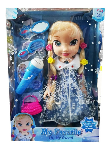 Muñeca Frozen Elsa Con Micrófono Y Accesorios Ref. Sr9878-1 